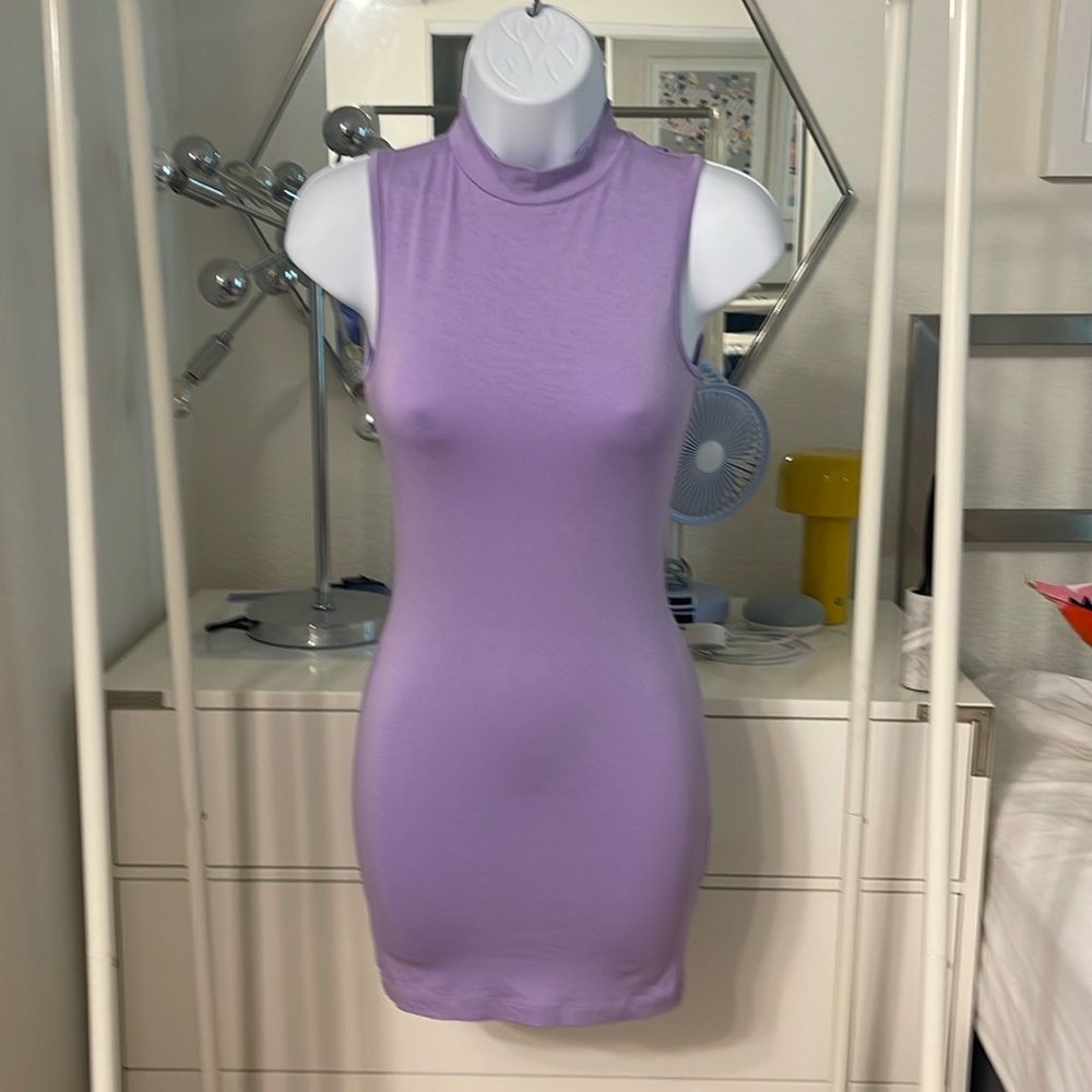 ASOS purple lavender mock neck sleeveless tight body on mini dress size 0